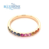 14 Karat Yellow Gold Rainbow Ring with 11 2mm 0.92 Carat Multi-colored